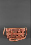 Фото Кожаная плетеная женская сумка Пазл S светло-коричневая Crazy Horse